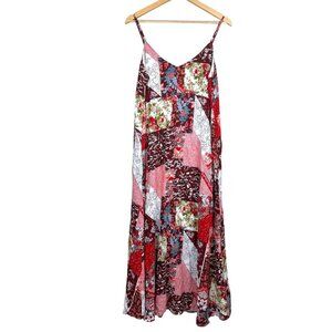 Anthropologie ANDREE by unit Red Floral Patchwork Maxi boho Dress size M